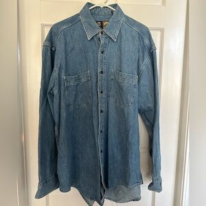 Oversized button down denim shirt- very versatile alone or over a dress!